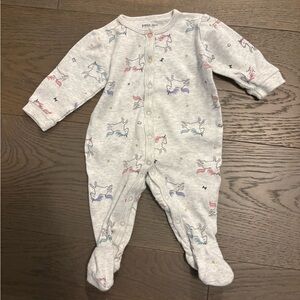 Petit Lem baby girl unicorn cotton sleeper newborn VGUC